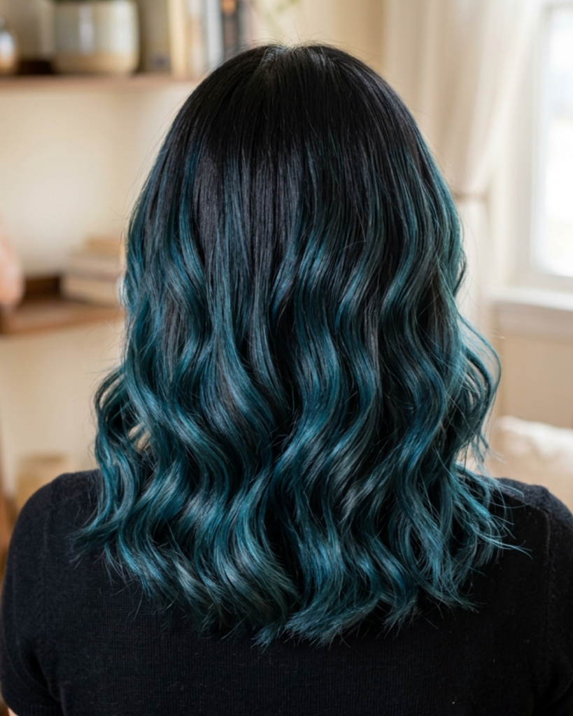 Hair with Teal Streaks Color